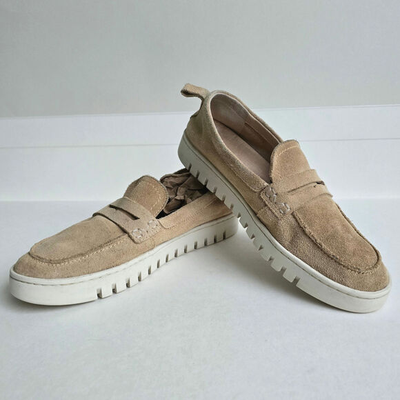Suede Loafers Vionic Uptown Size 8.5 Pastel Peach Leather Comfort Flats Penny - Picture 1 of 14